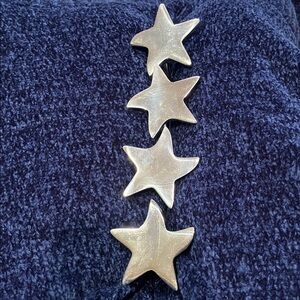 Set of 4 Pottery Barn Silver Tone Star Napkin Rings thick metal heavy duty VGUC
